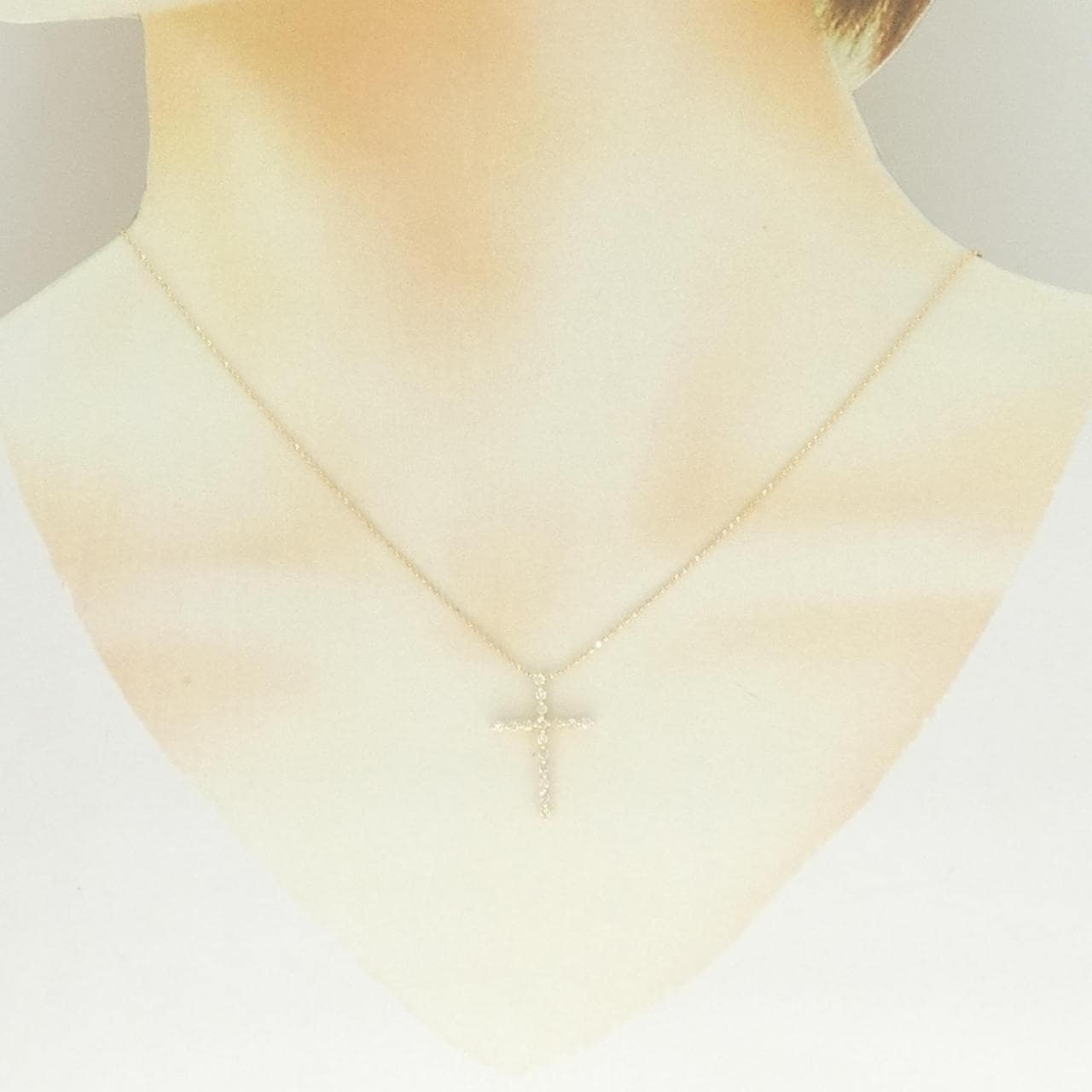 K18YG クロス ダイヤモンド ネックレス 0.25CT
