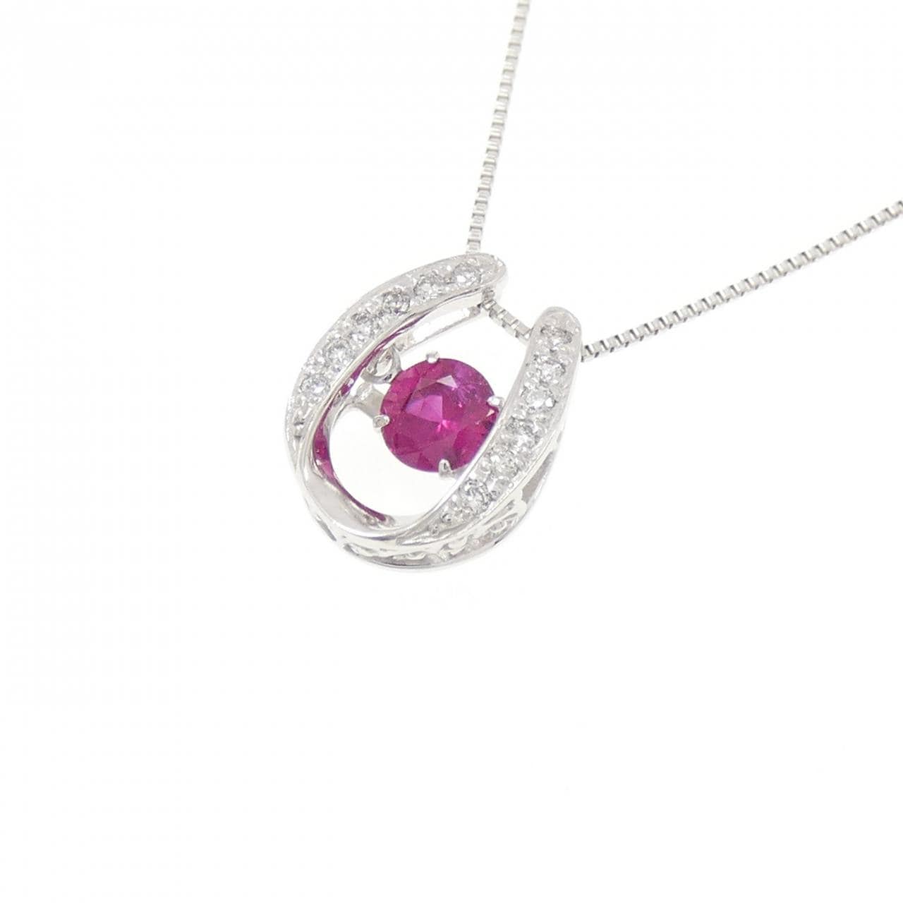 K18WG ルビー ネックレス 0.25CT