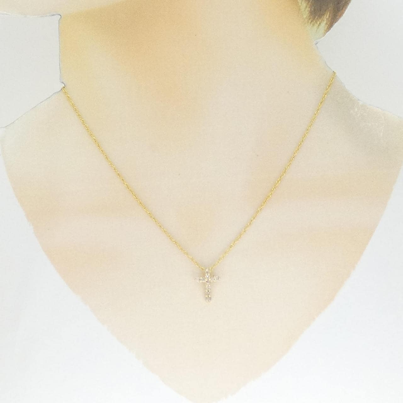 K18YG クロス ダイヤモンド ネックレス 0.30CT