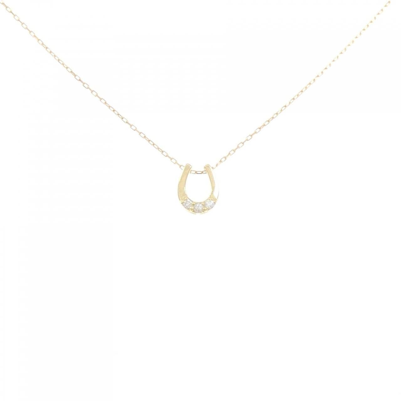 K18YG Horseshoe Diamond Necklace 0.03CT