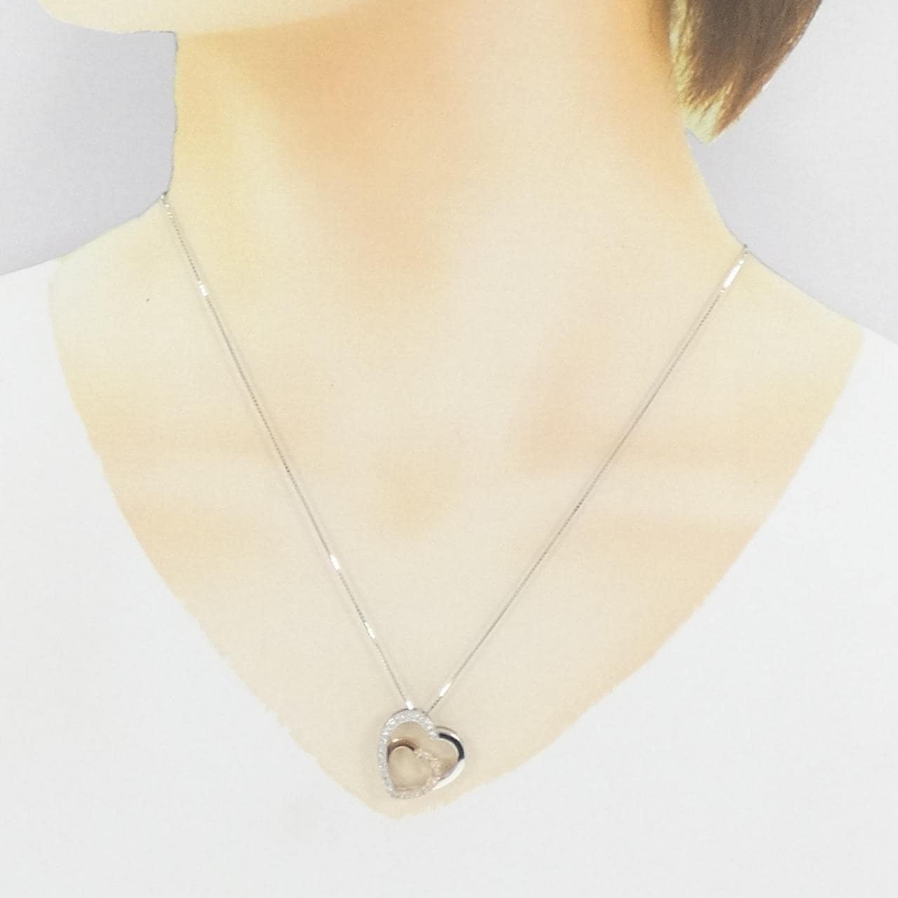 K18WG/K18PG ハート ダイヤモンド ネックレス 0.25CT
