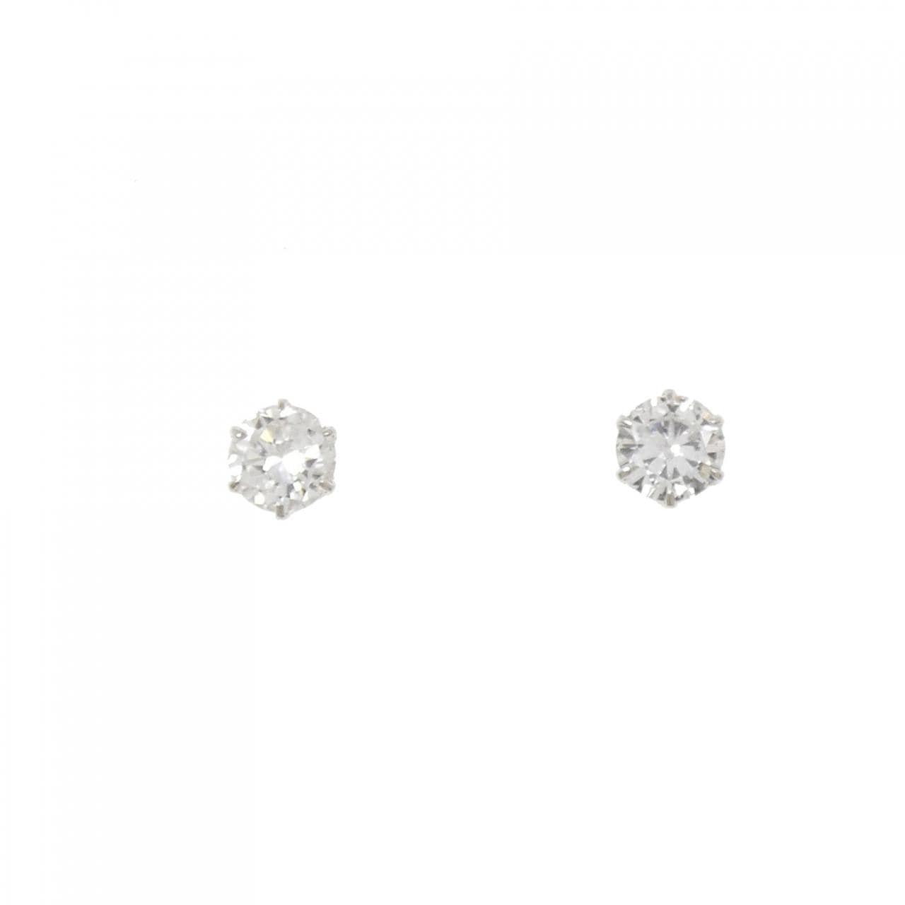 PT900 ソリティア ダイヤモンド ピアス 0.446CT
