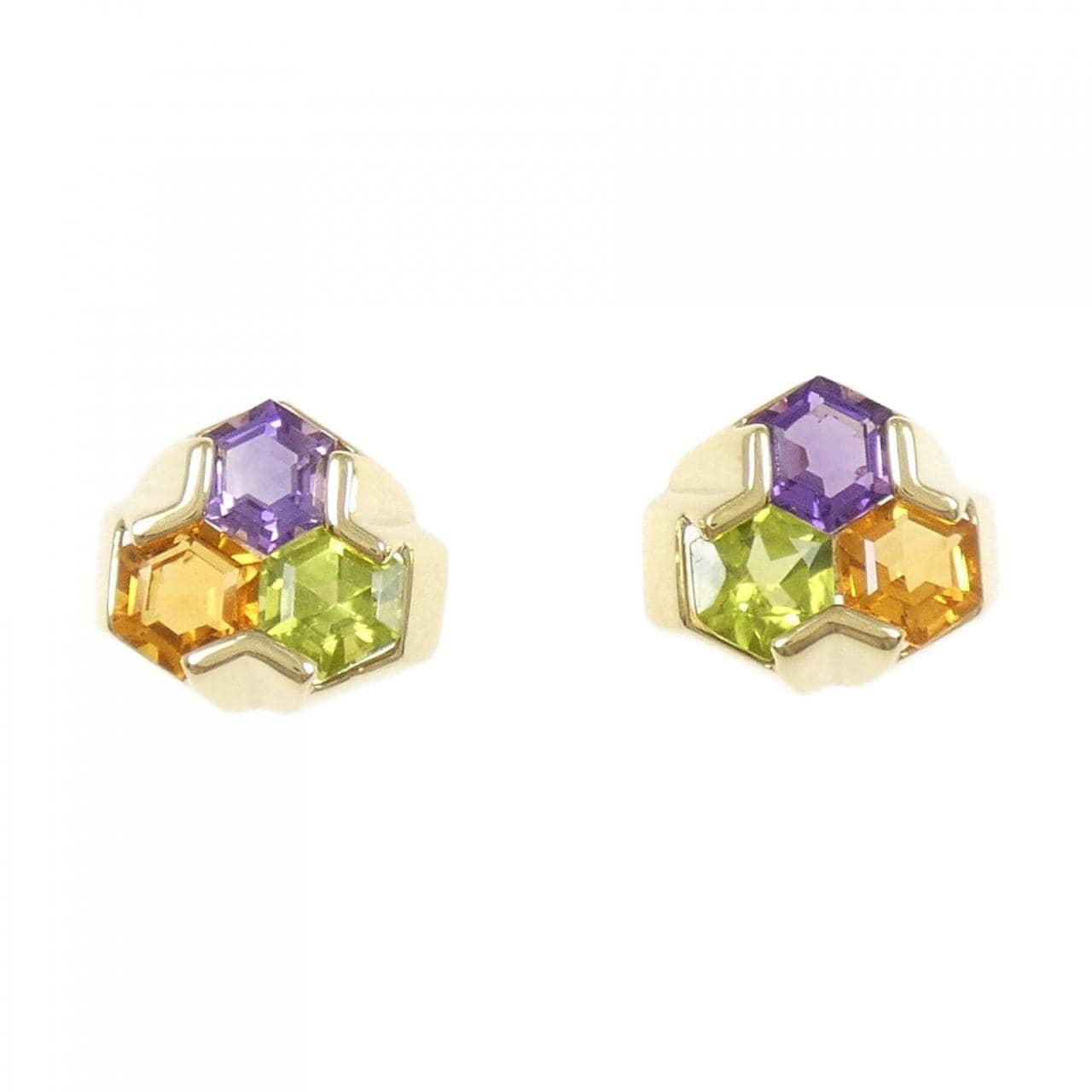 K18YG カラーストーン ピアス