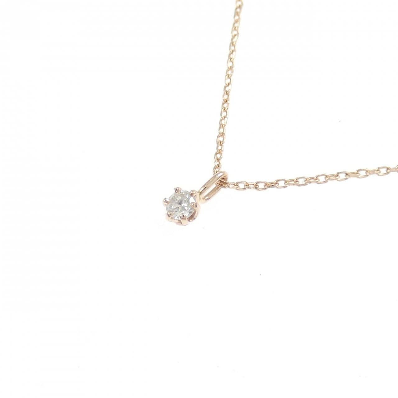 K10PG ソリティア ダイヤモンド ネックレス 0.03CT