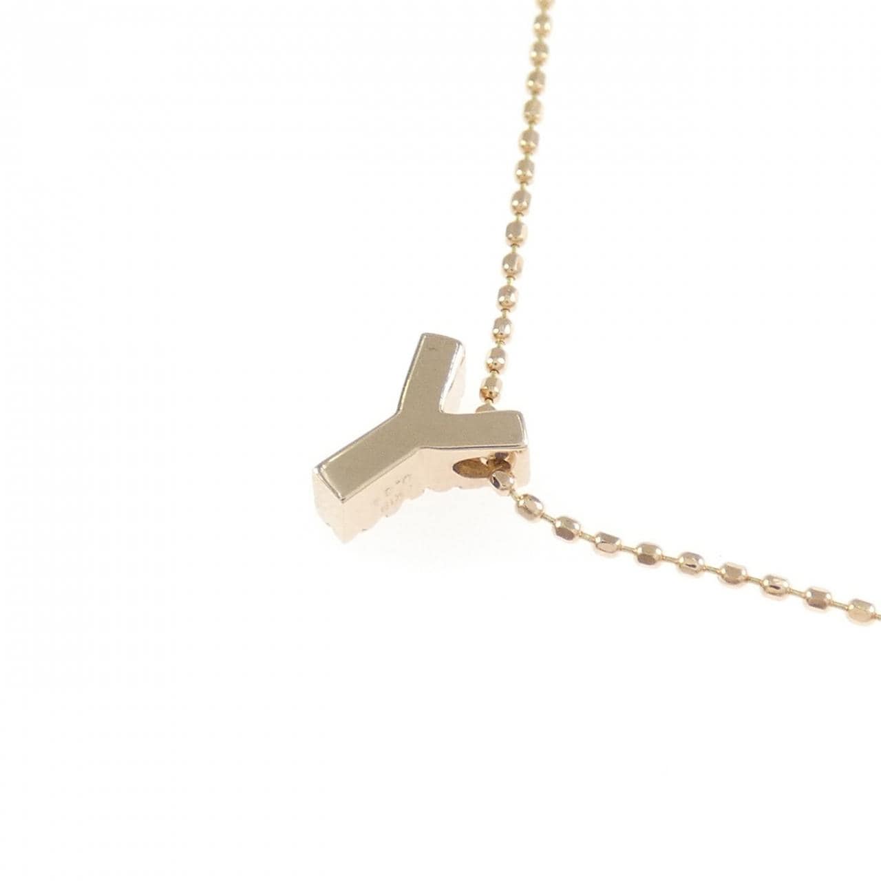 K18PG/750PG イニシャルY ダイヤモンド ネックレス 0.04CT