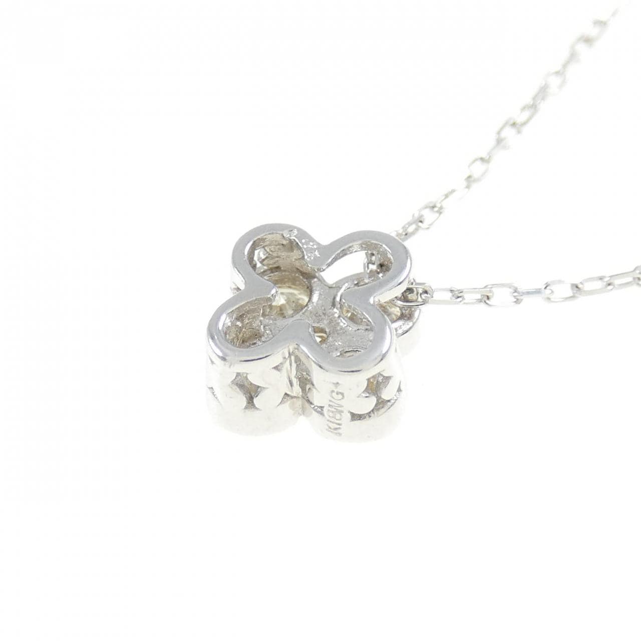 K18WG フラワー ダイヤモンド ネックレス 0.25CT