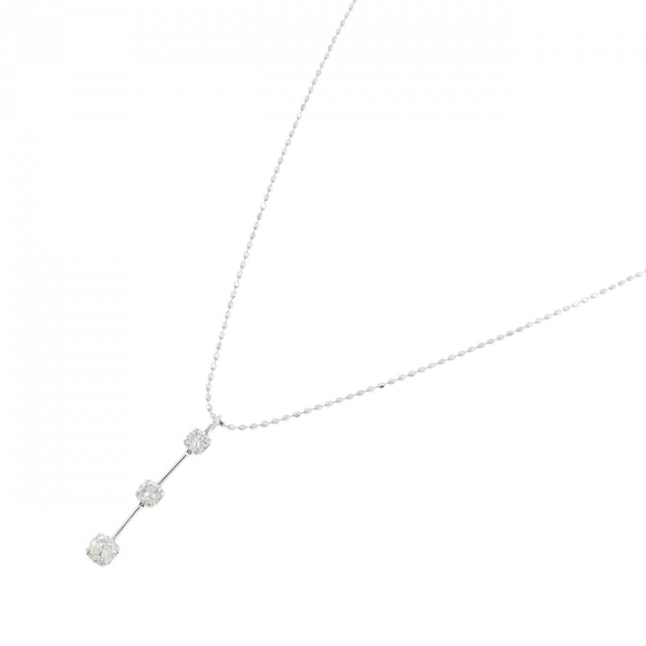 K18WG three stone Diamond necklace 0.30CT