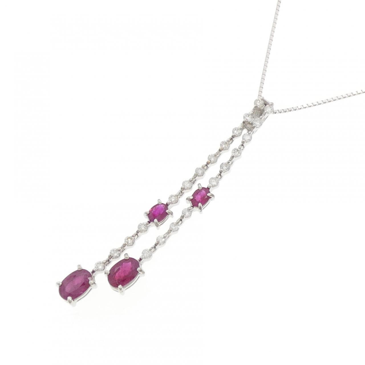 K18WG ルビー ネックレス 1.78CT
