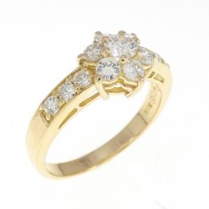 K18YG フラワー ダイヤモンド リング 0.59CT