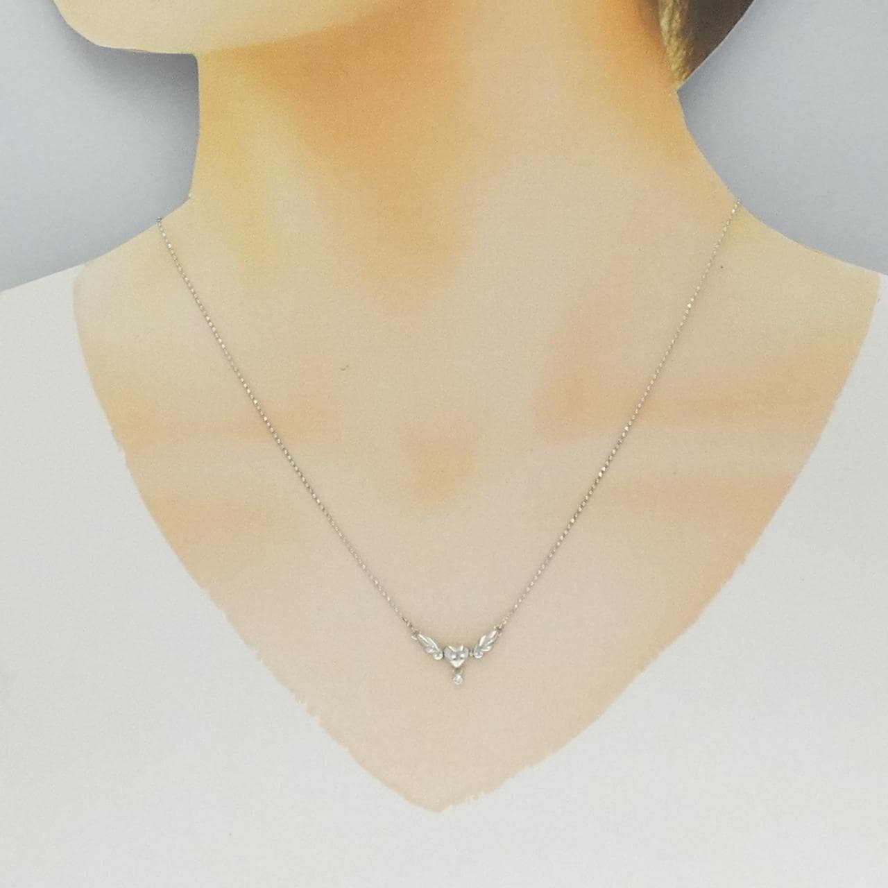 PT900/PT850 ハート ダイヤモンド ネックレス 0.02CT