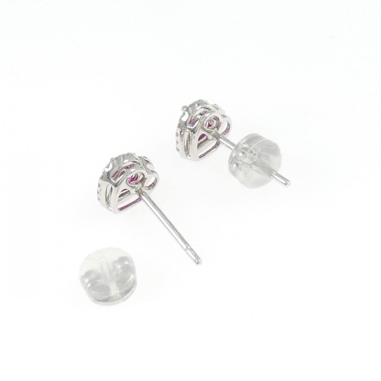K18WG ハート ルビー ピアス 0.82CT