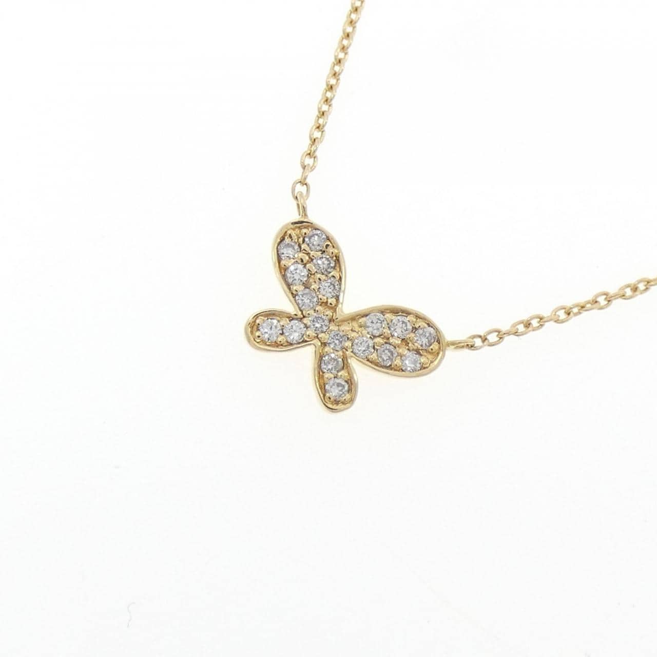 K18YG バタフライ ダイヤモンド ネックレス