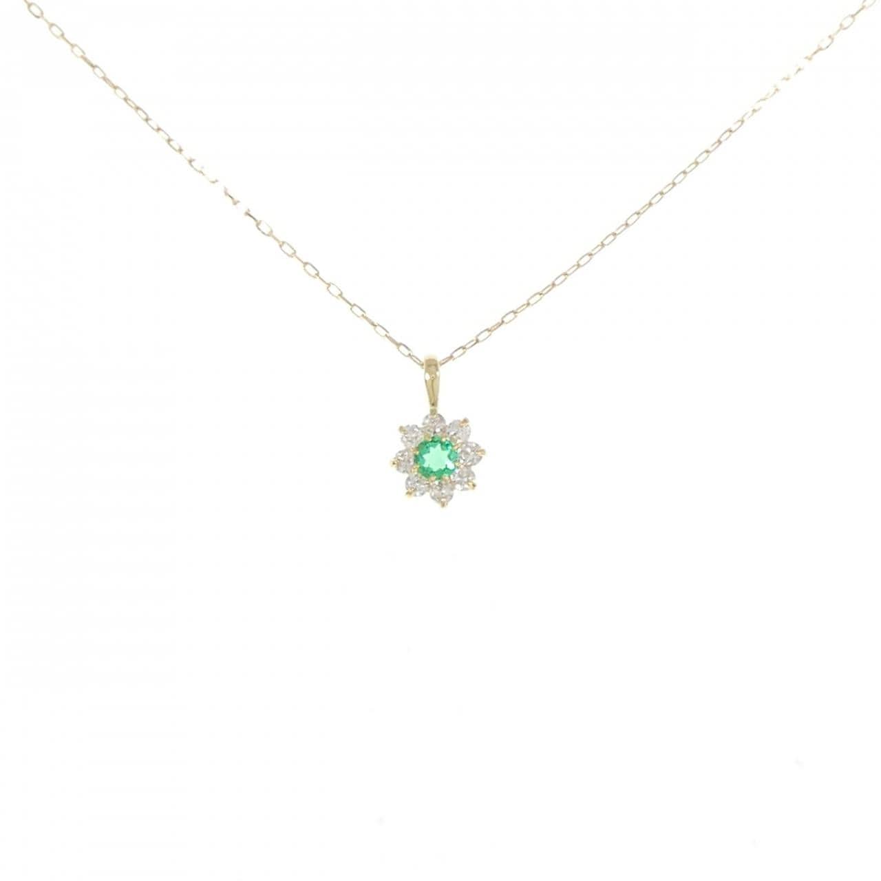 【新品】K18YG エメラルド ネックレス 0.07CT