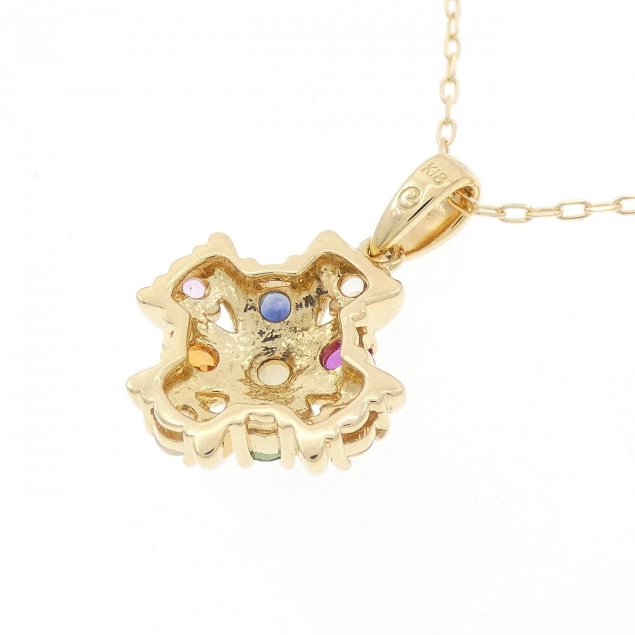 K18YG colored stone necklace