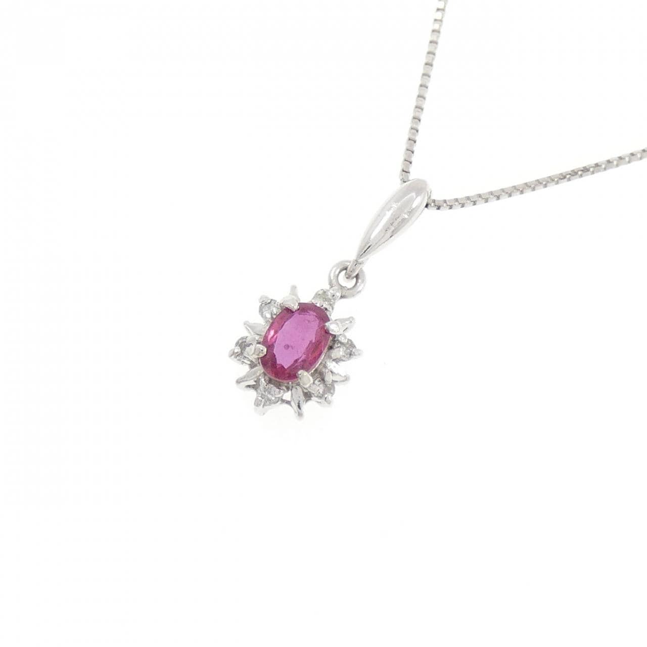 PT900/PT850 ルビー ネックレス 0.25CT