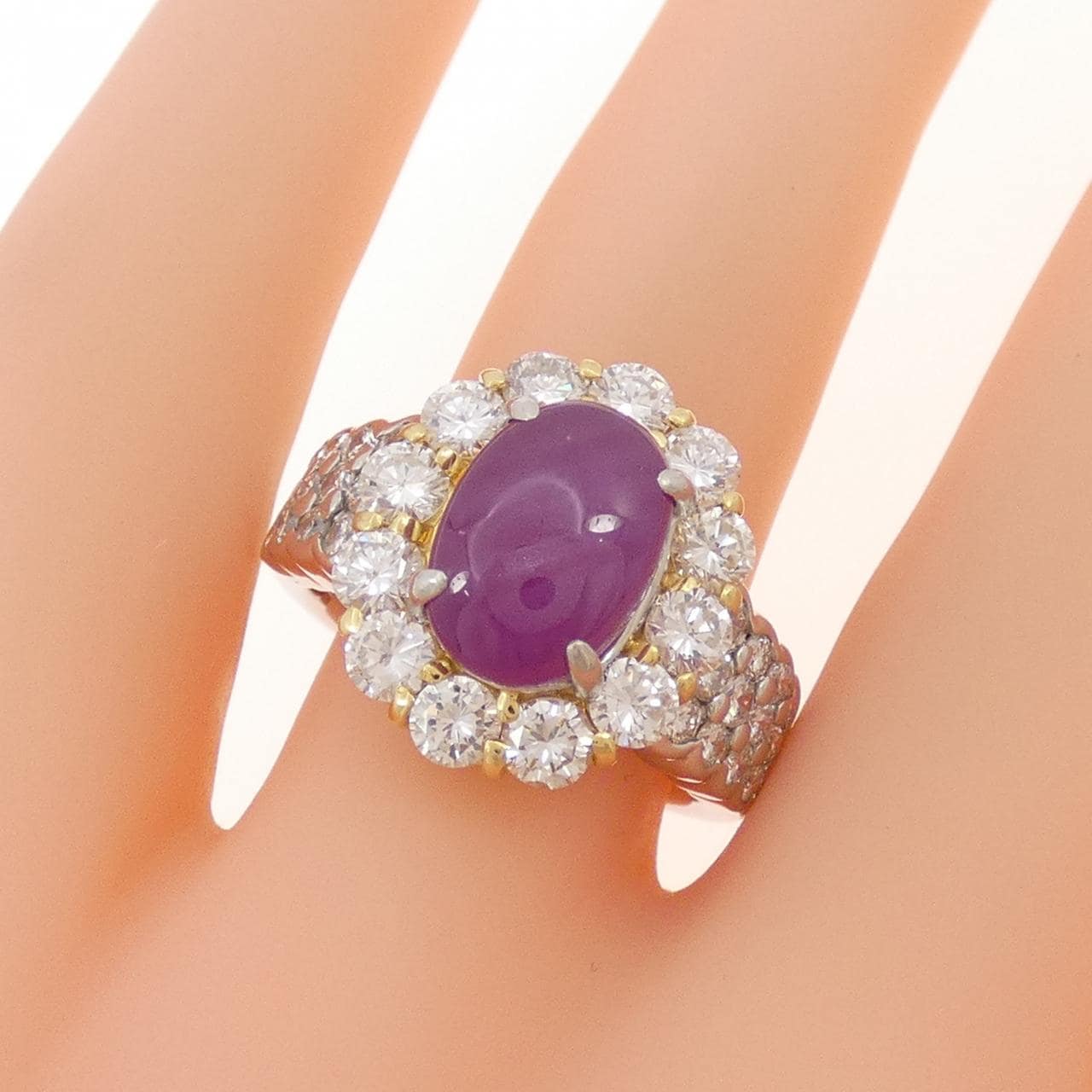 PT900/K18YG スタールビー リング 5.33CT