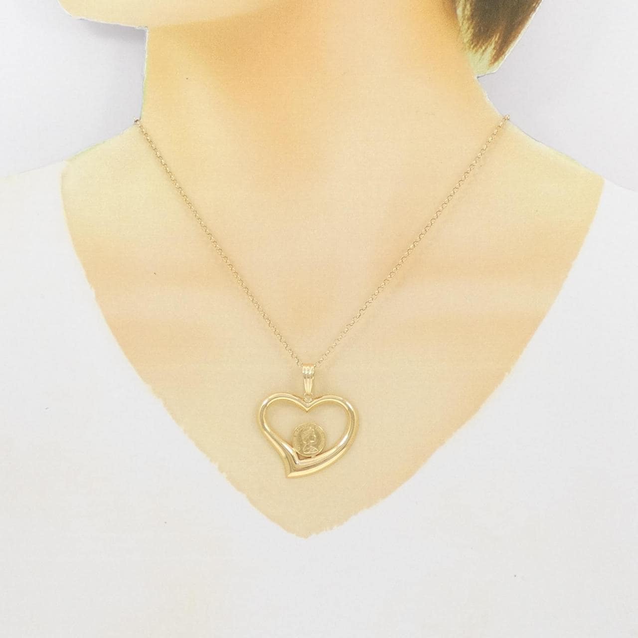 K18YG heart necklace