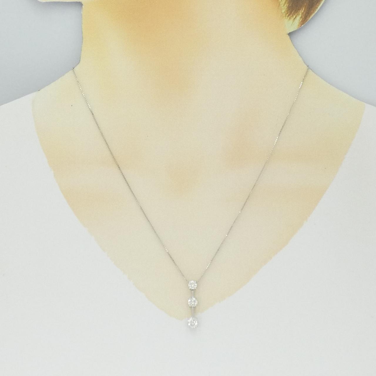 PT900/PT850 スリーストーン ダイヤモンド ネックレス 1.00CT