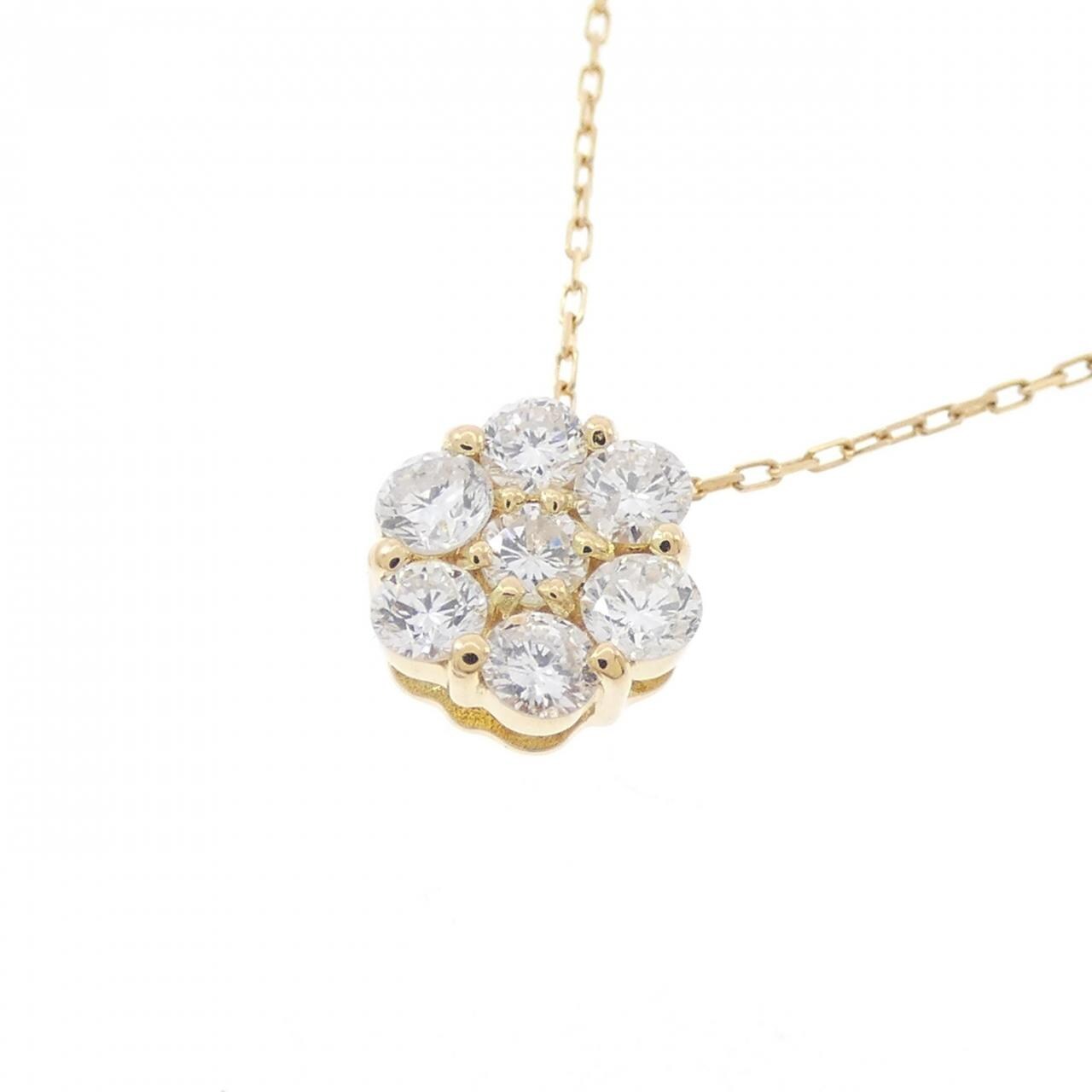 K18YG フラワー ダイヤモンド ネックレス 0.3CT