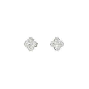 K18WG フラワー ダイヤモンド ピアス 0.08CT