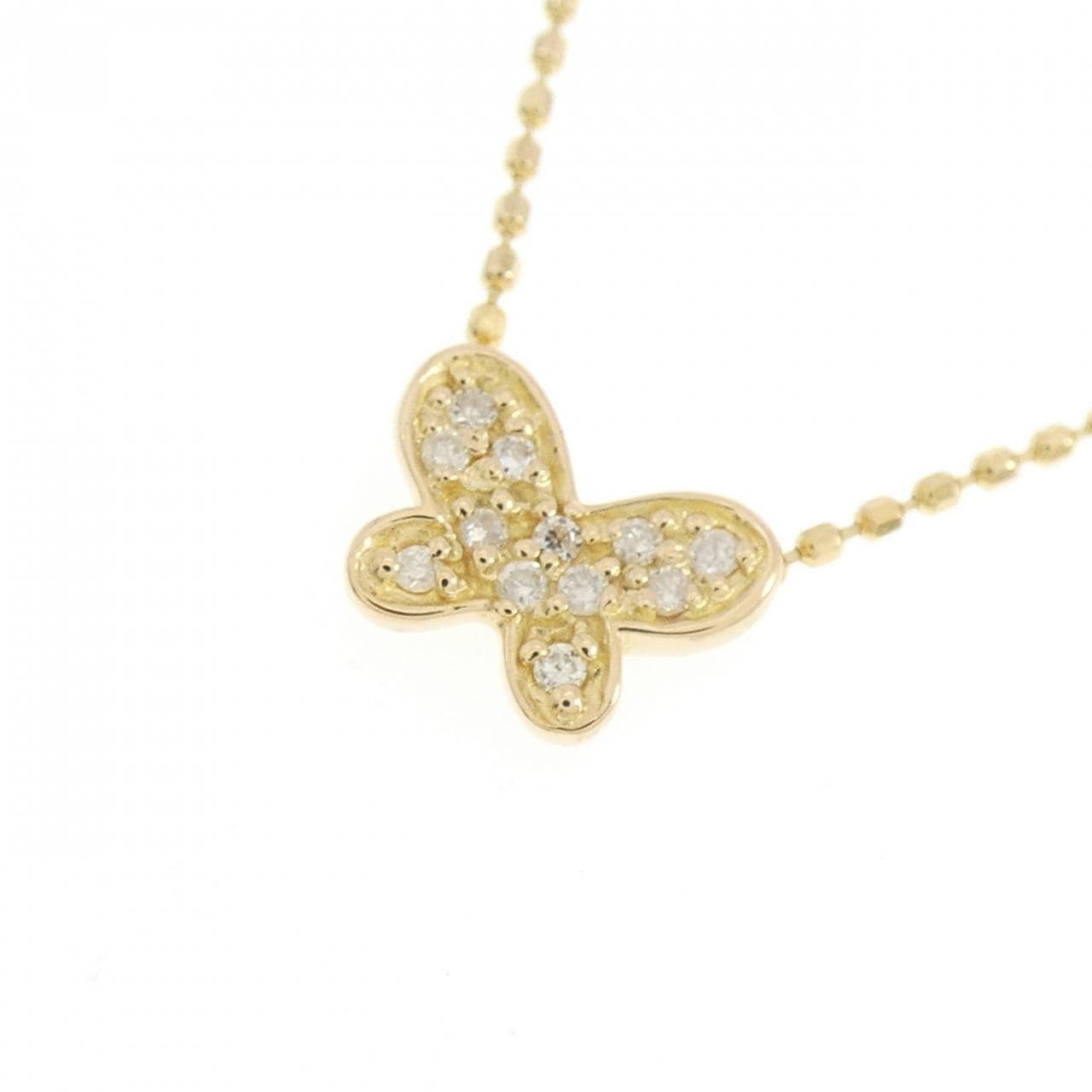 K18YG バタフライ ダイヤモンド ネックレス