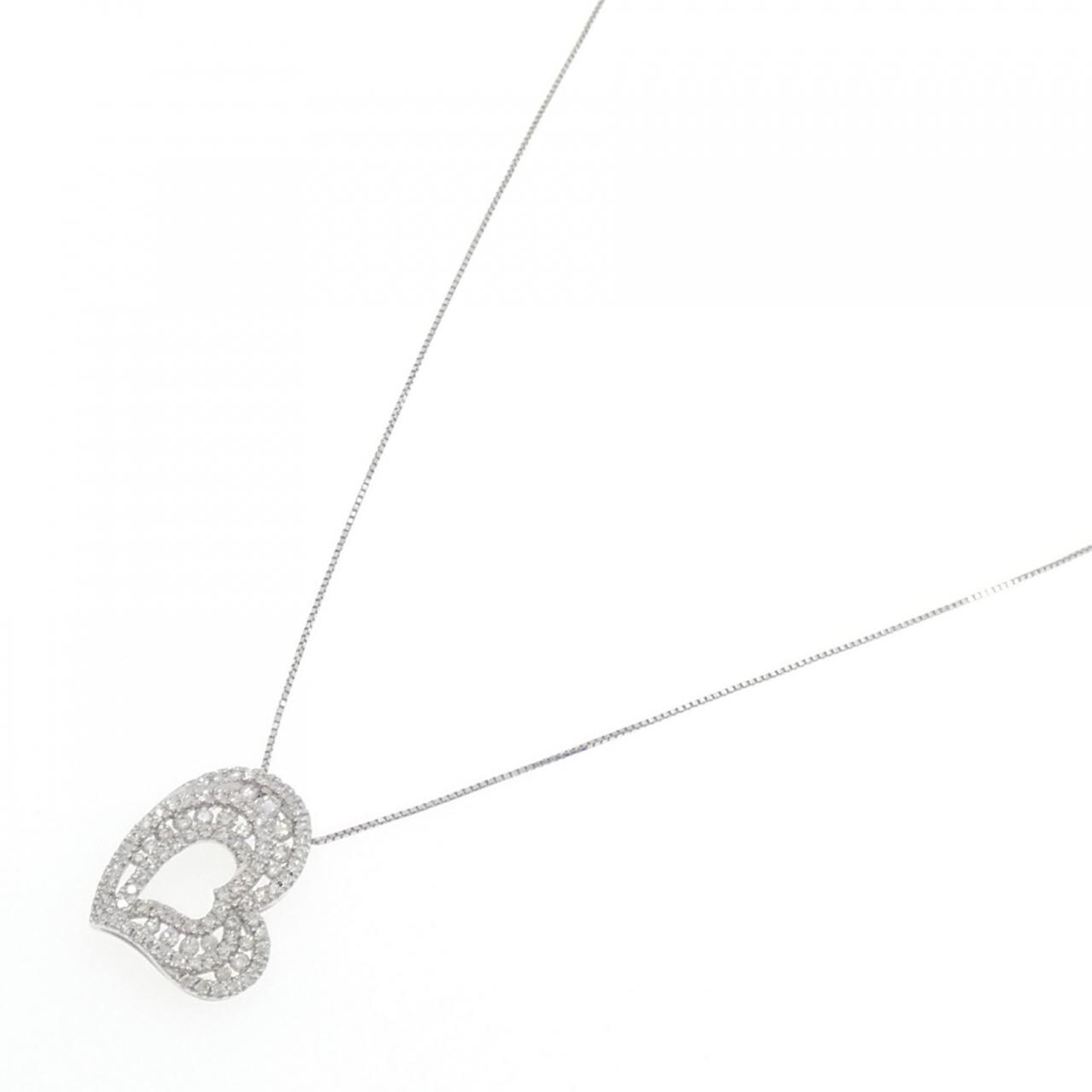 K18WG ハート ダイヤモンド ネックレス 0.90CT
