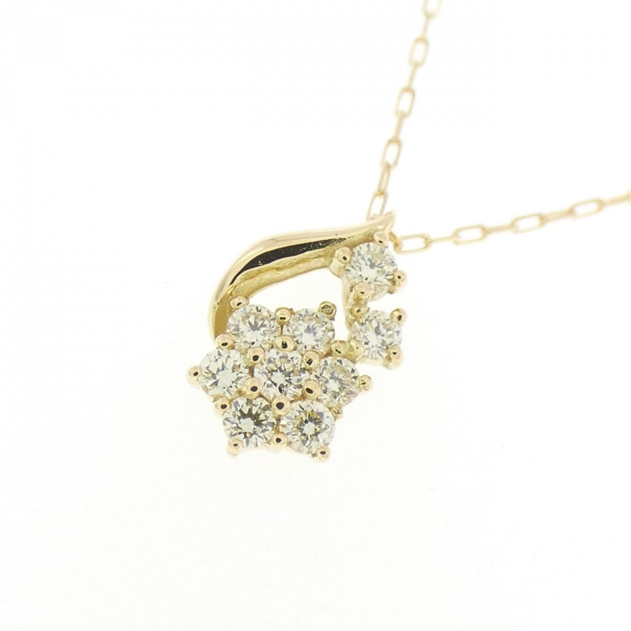 【新品】K18YG フラワー ダイヤモンド ネックレス 0.10CT