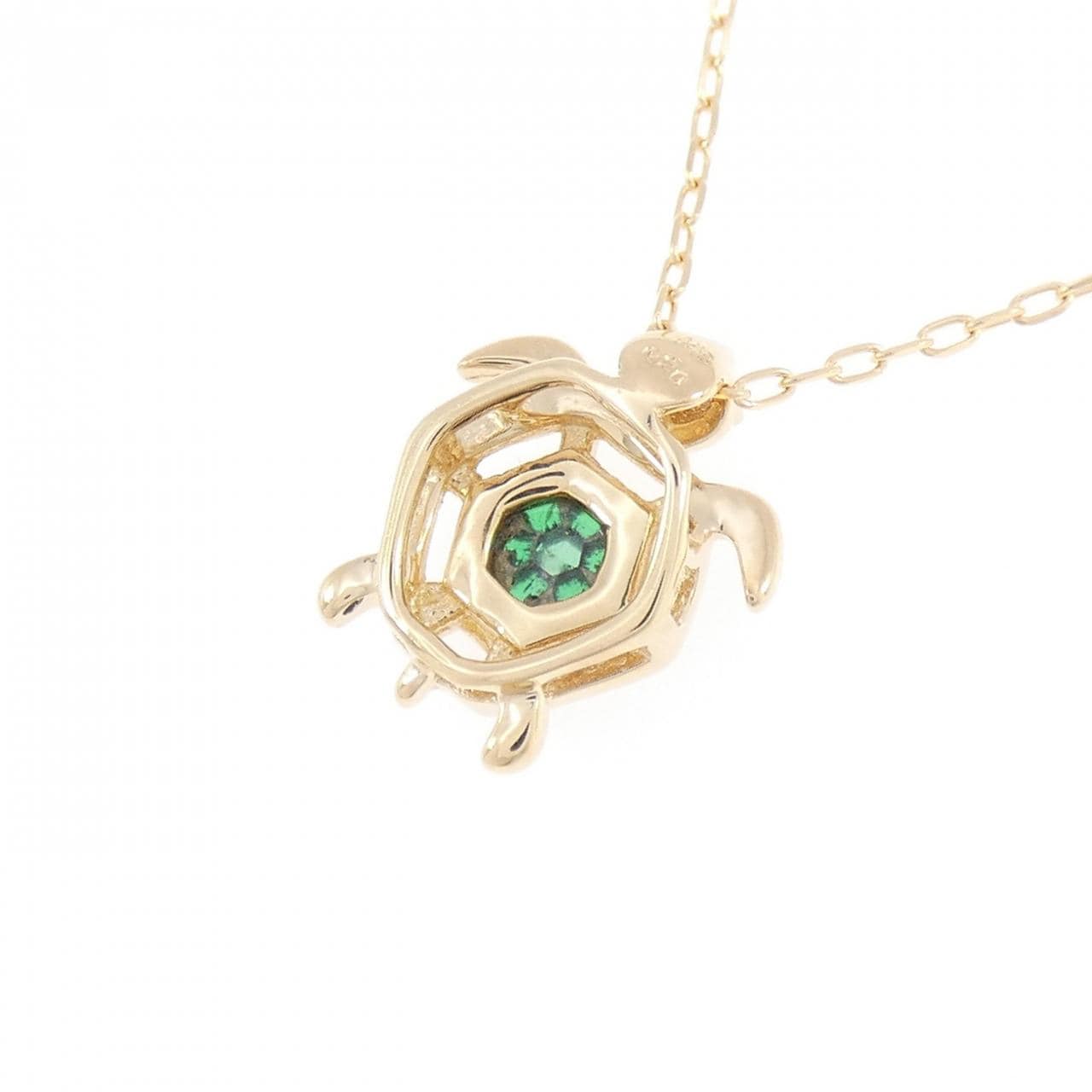 K18YG タートル トラピッチェエメラルド ネックレス 0.20CT