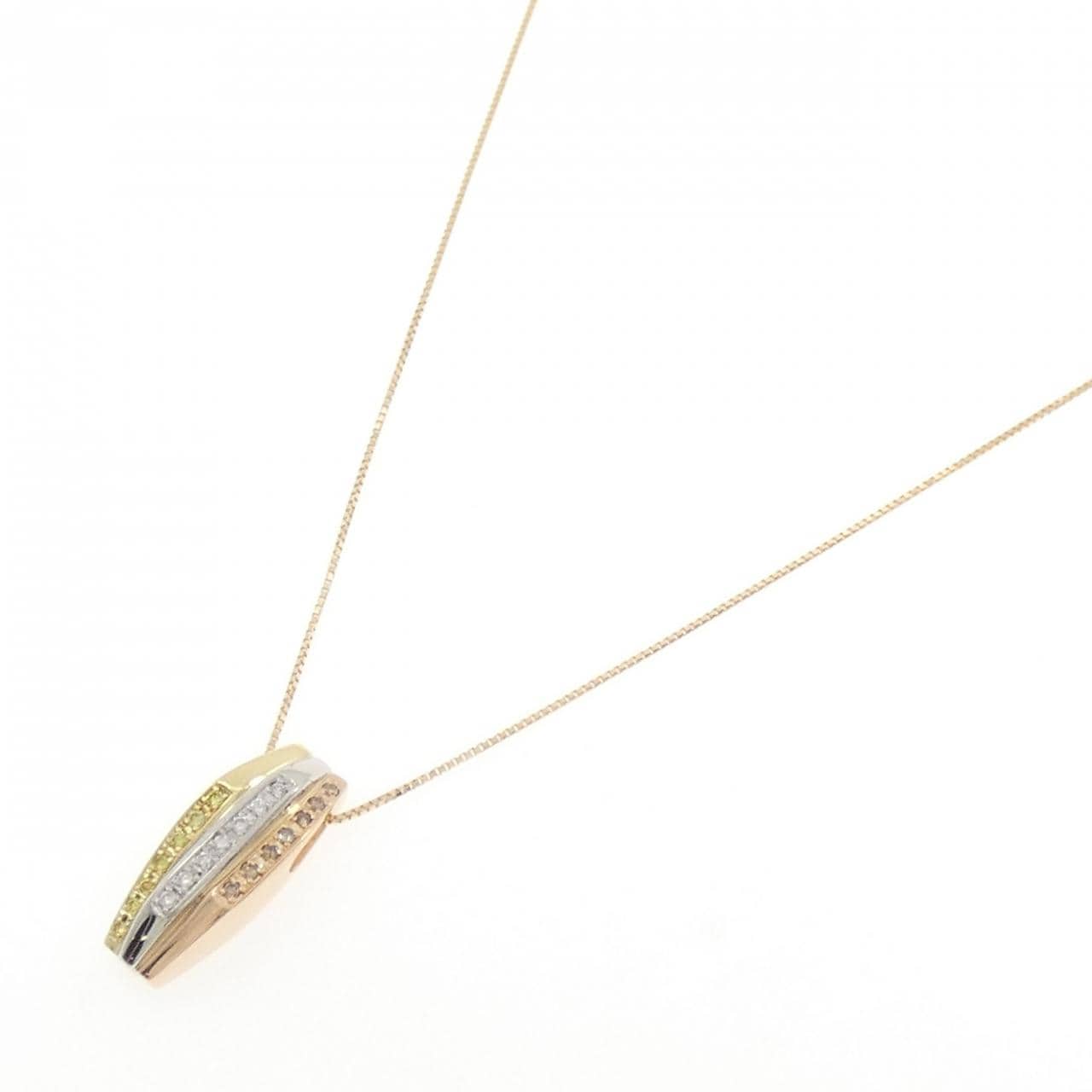 K18YG/PT900/K18PG ダイヤモンド ネックレス 0.21CT