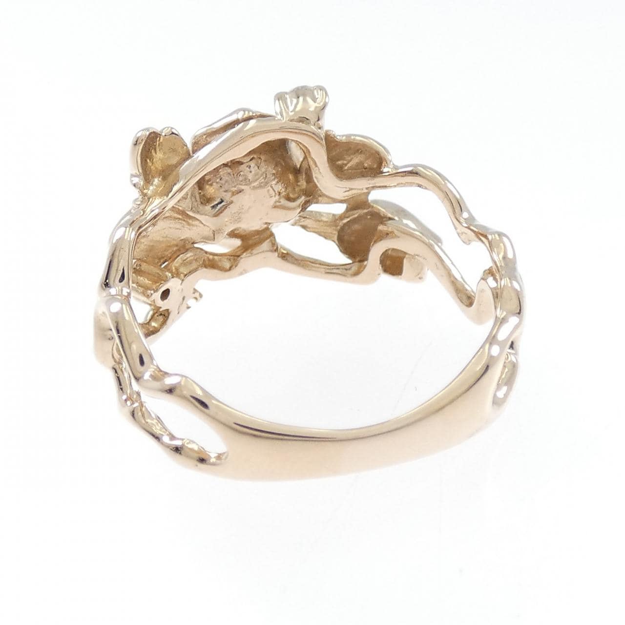 K18PG フラワー ダイヤモンド リング 0.07CT