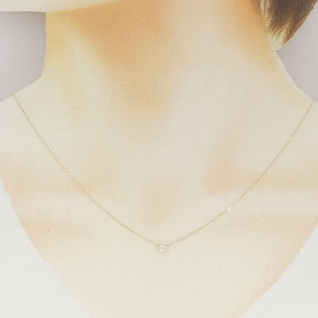 K10YG ソリティア ダイヤモンド ネックレス 0.09CT