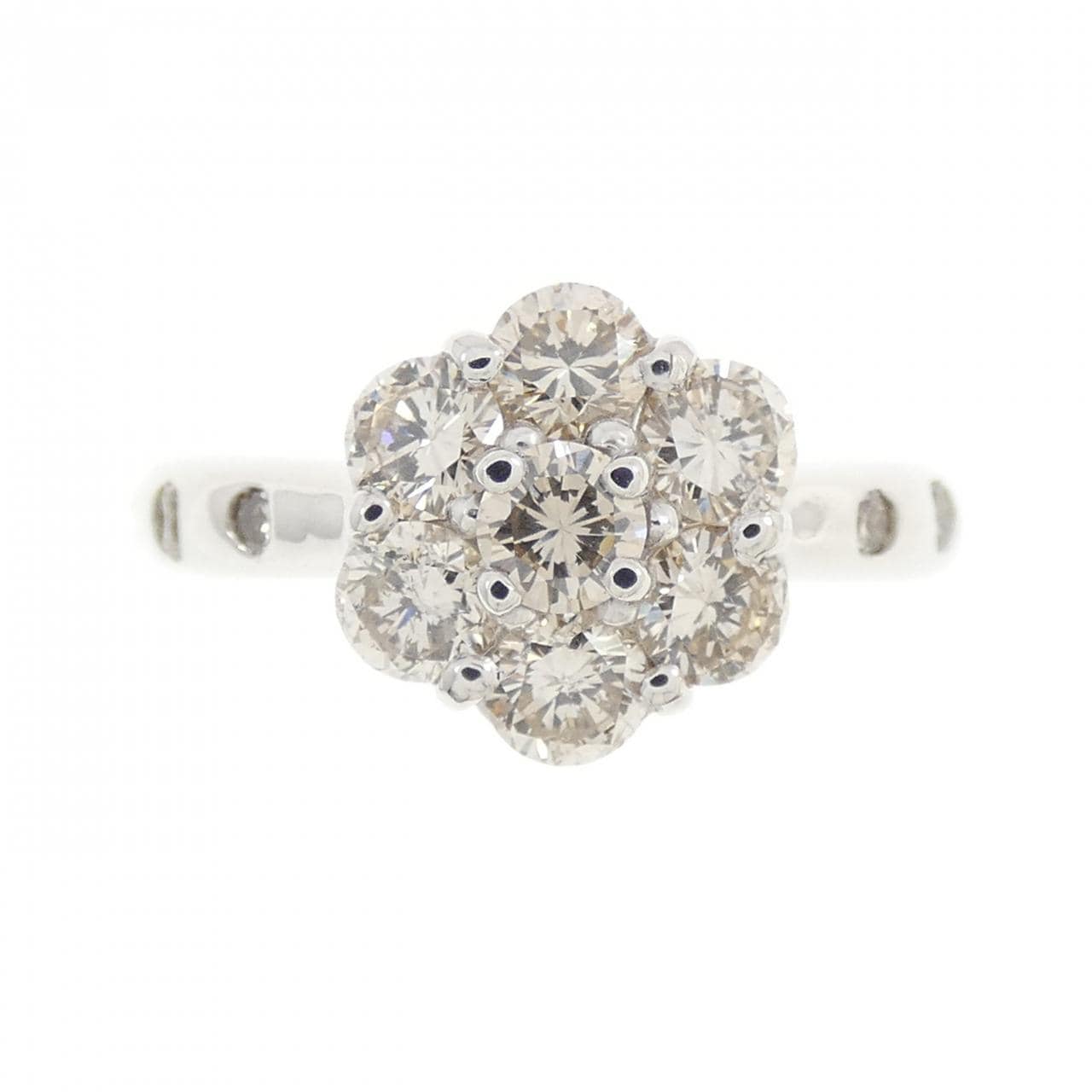 K18WG フラワー ダイヤモンド リング 1.00CT