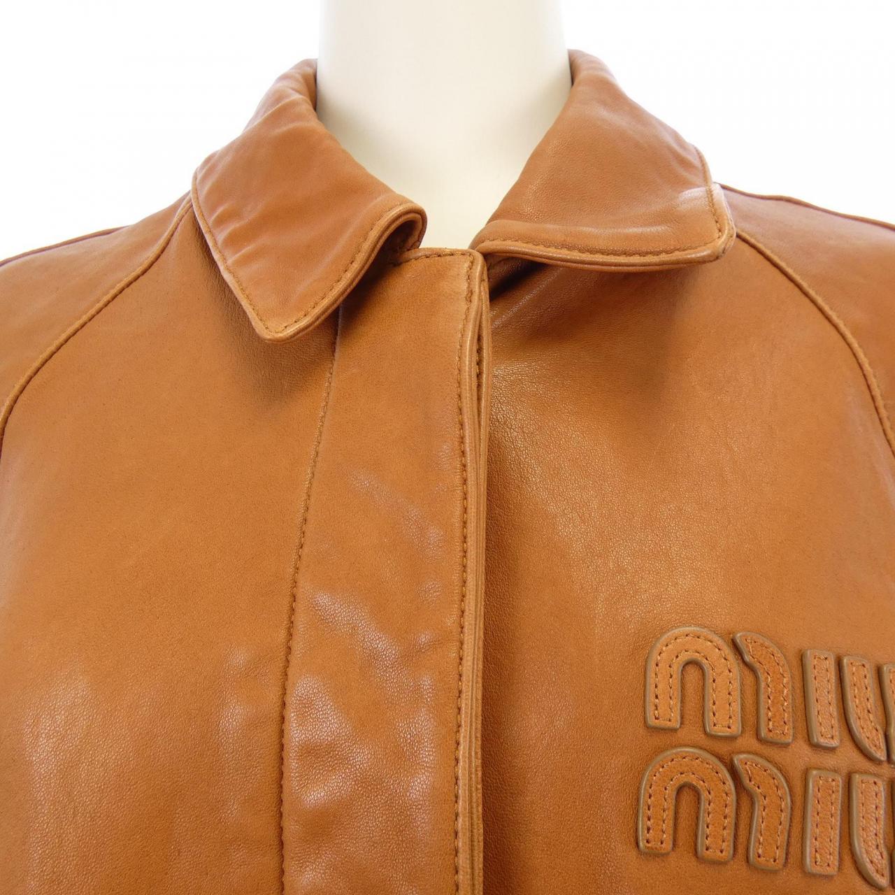 MIU MIU Miu 標誌 MPV895 SOOO 1420 皮夾克