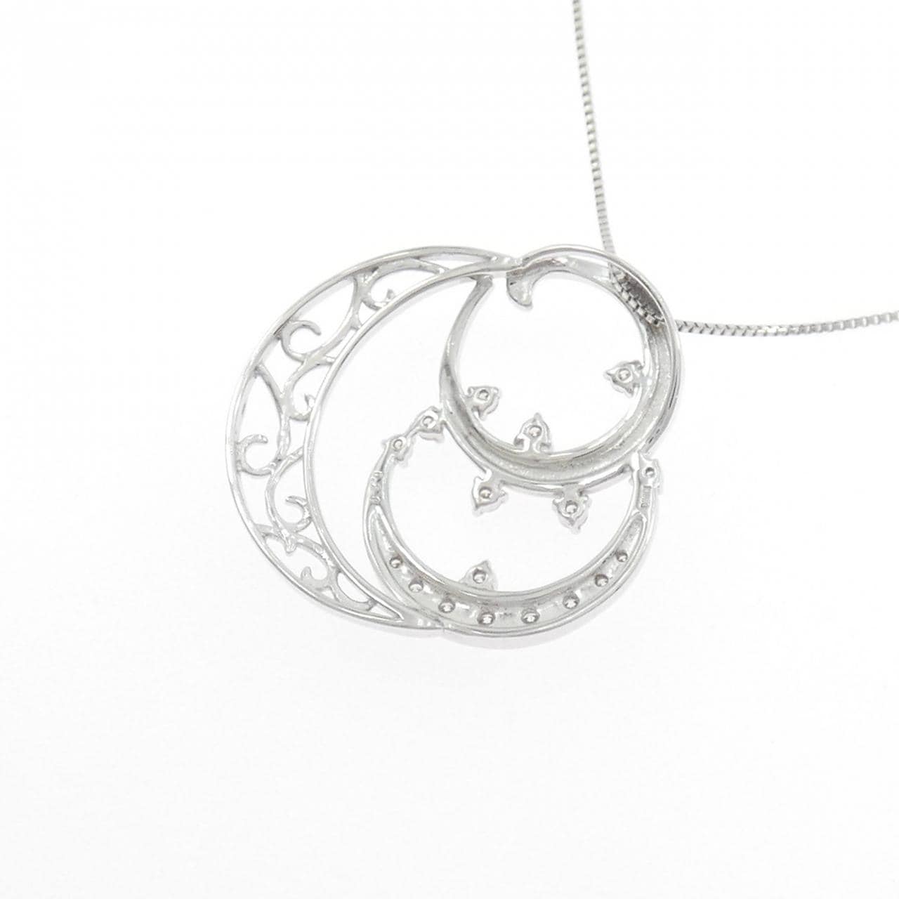 K18WG ムーン ダイヤモンド ネックレス 0.20CT