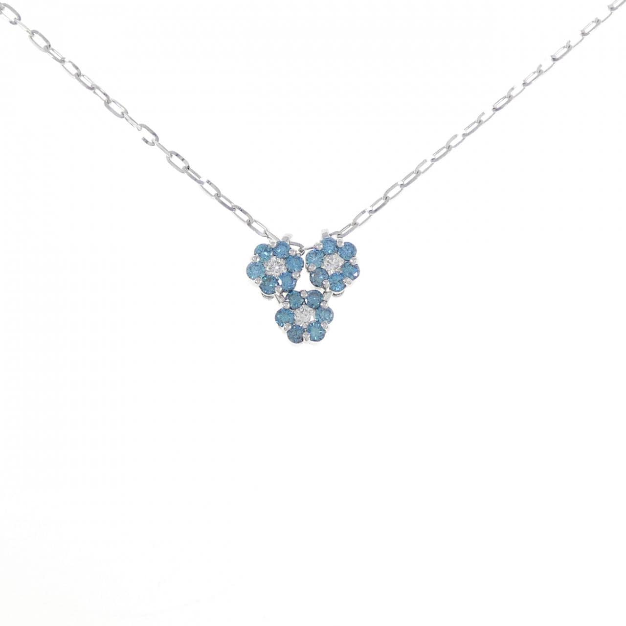 K18WG 2WAY フラワー ダイヤモンド ネックレス 0.58CT