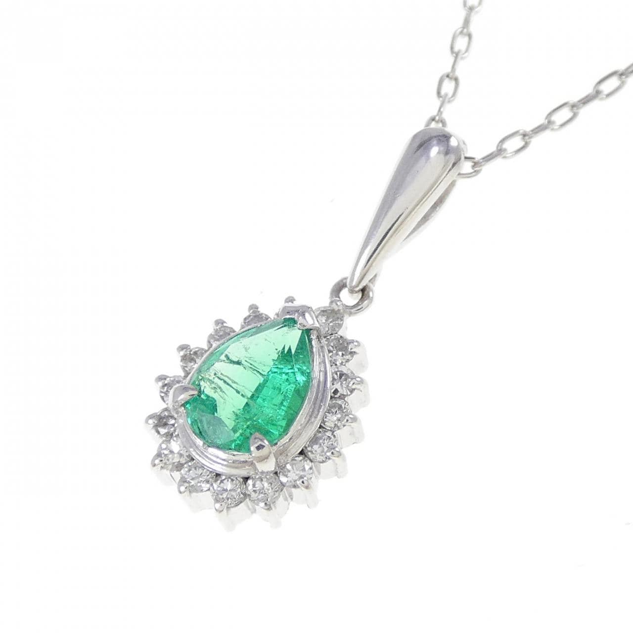 PT900/PT850 エメラルド ネックレス 0.43CT
