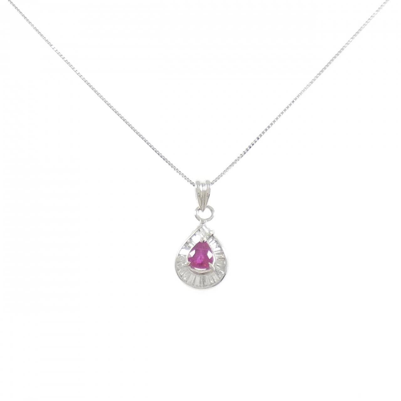 PT900/PT850 ルビー ネックレス 0.79CT
