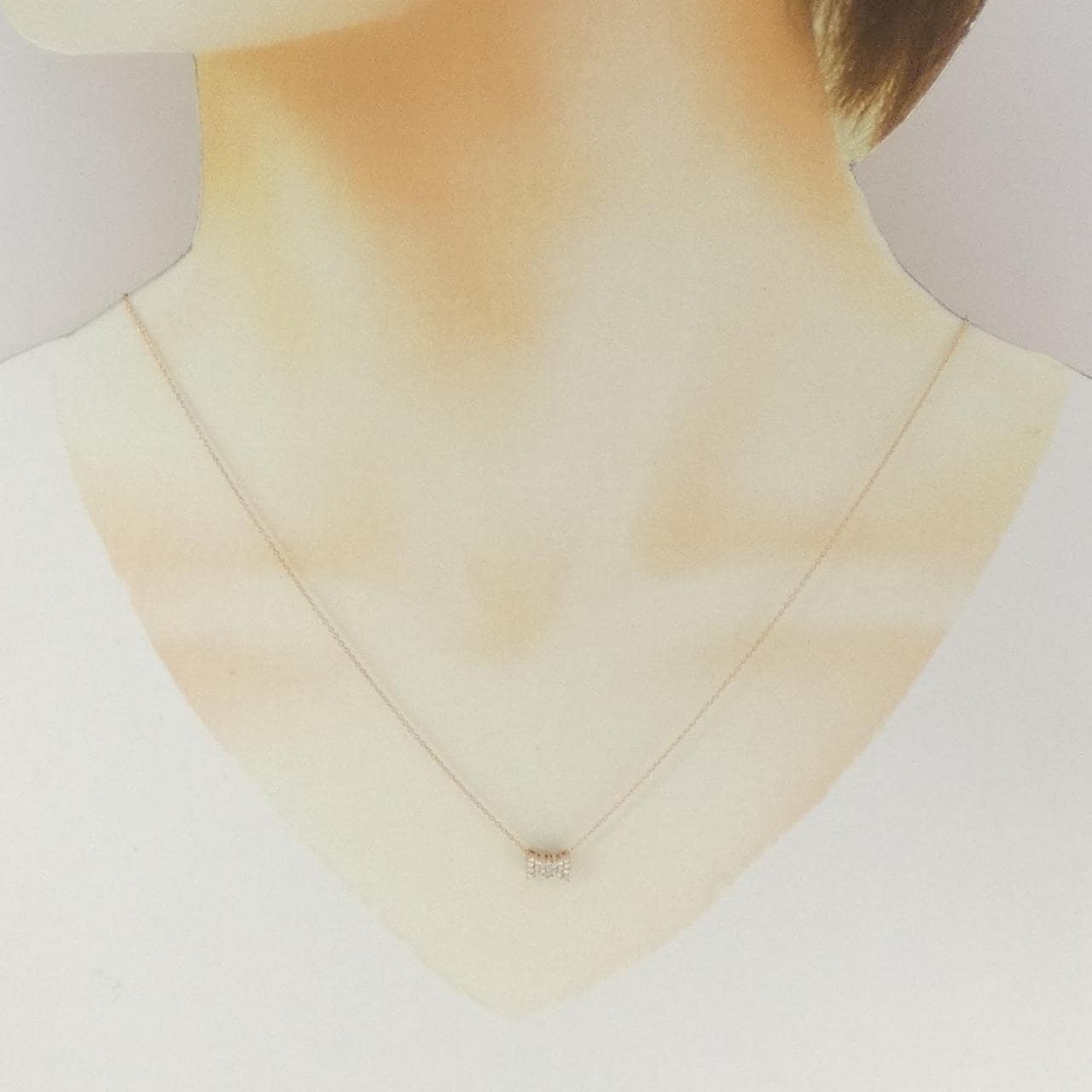 K18PG リボン ダイヤモンド ネックレス 0.11CT