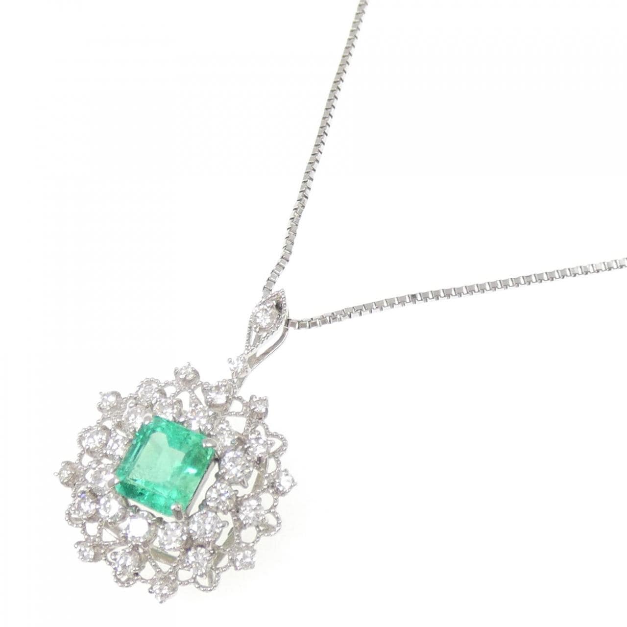 PT950/PT850 エメラルド ネックレス 0.986CT