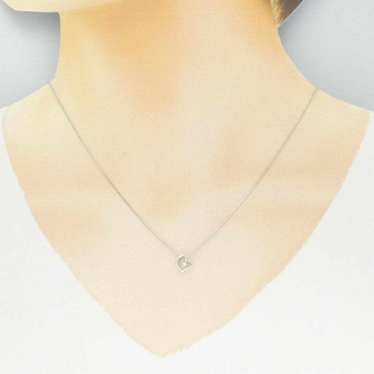 K18WG ハート ダイヤモンド ネックレス 0.01CT