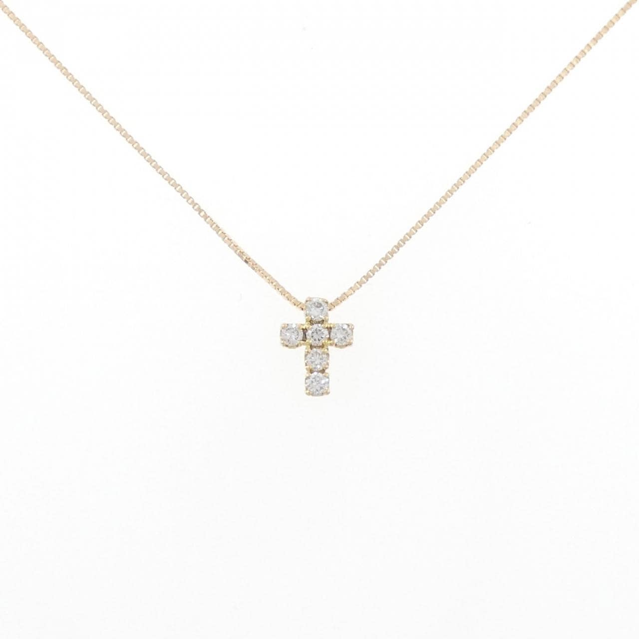 K18YG Cross Diamond Necklace 0.13CT