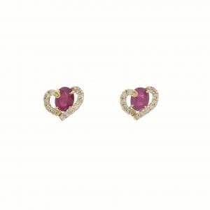 K18YG ハート ルビー ピアス 0.66CT