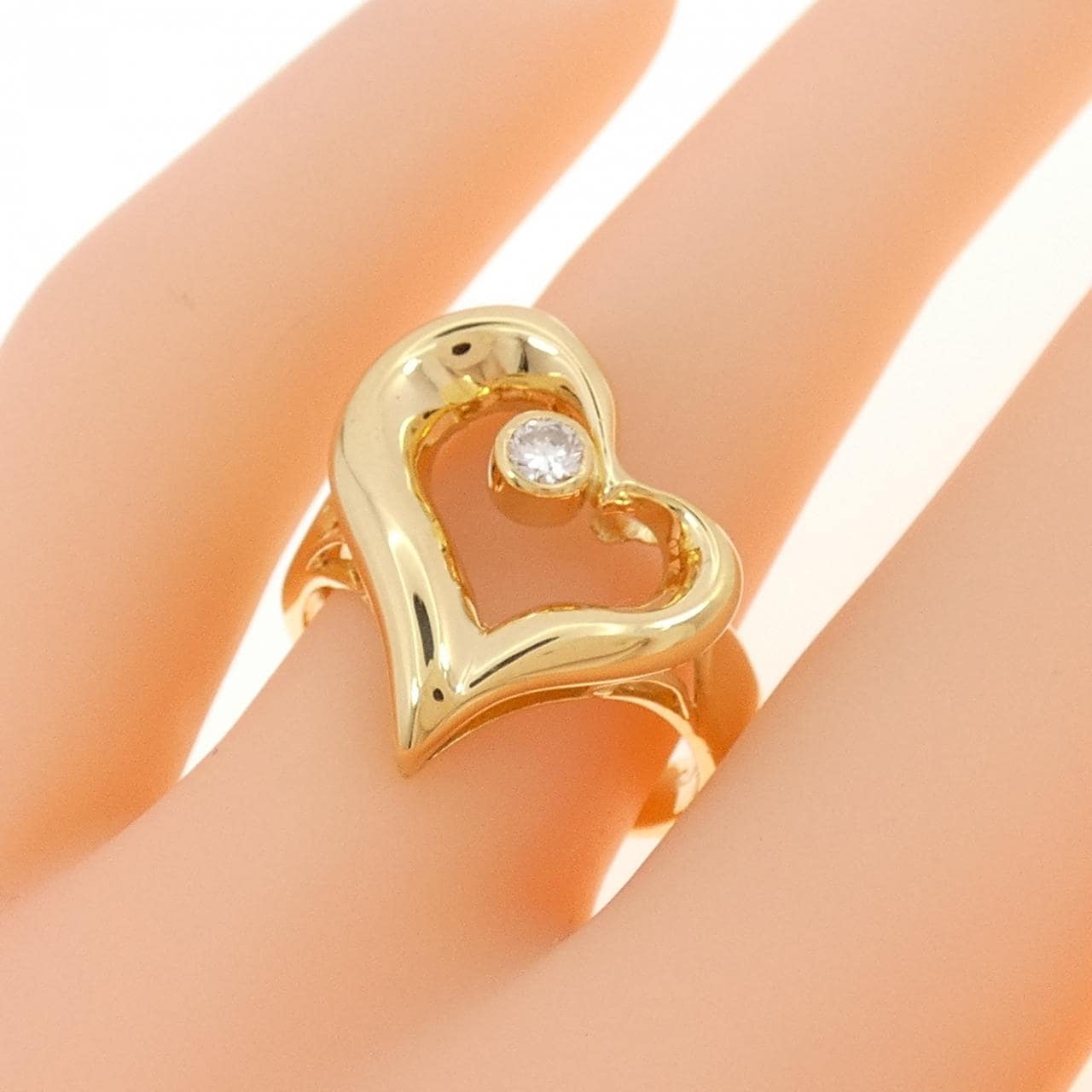K18YG ハート ダイヤモンド リング 0.12CT