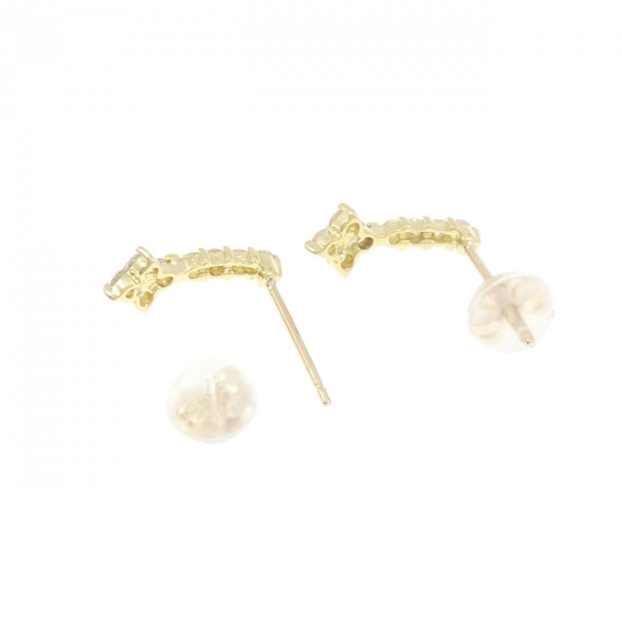 K18YG フラワー ダイヤモンド ピアス 0.30CT