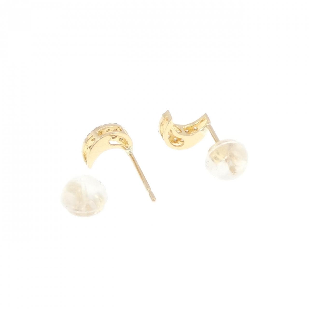 K18YG ムーン ダイヤモンド ピアス 0.10CT