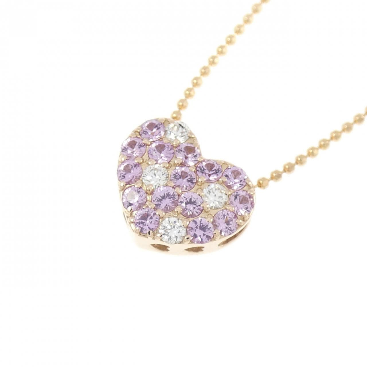 K18PG ハート サファイヤ ネックレス 0.41CT