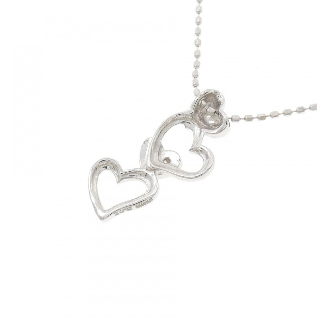 K18WG ハート ダイヤモンド ネックレス 0.02CT