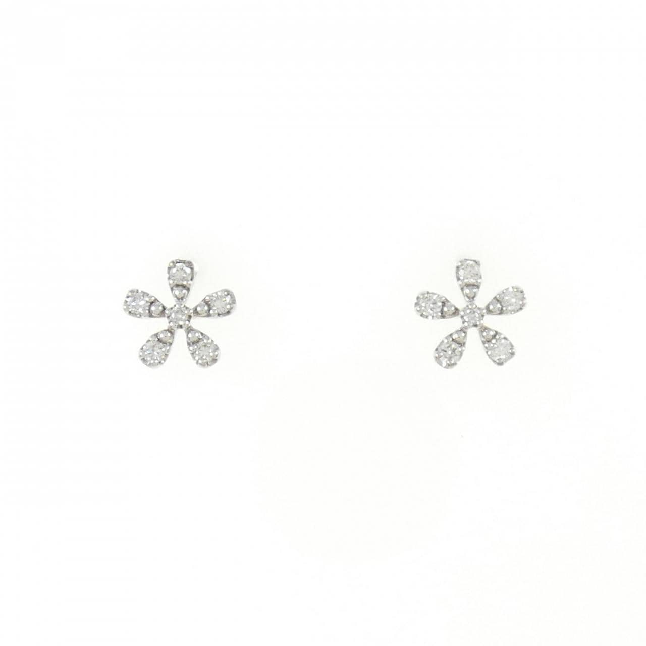 K10WG Flower Diamond Earrings 0.08CT