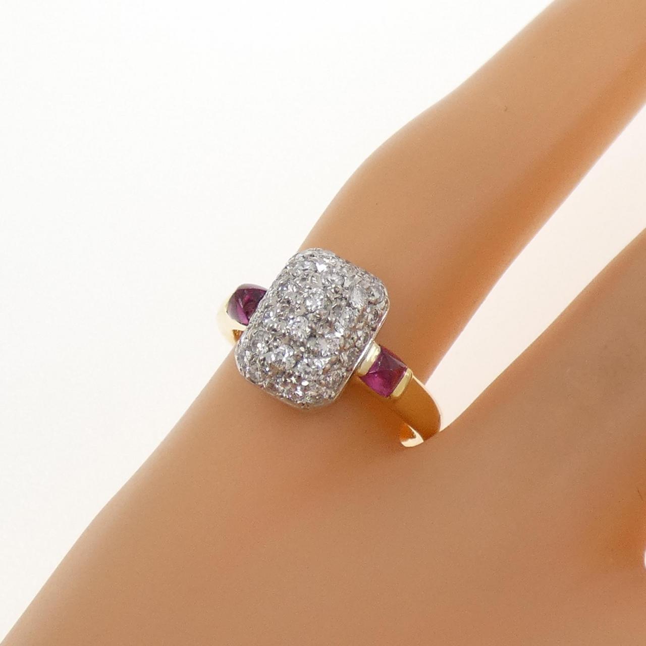 K18YG/PT900 ルビー リング 0.27CT