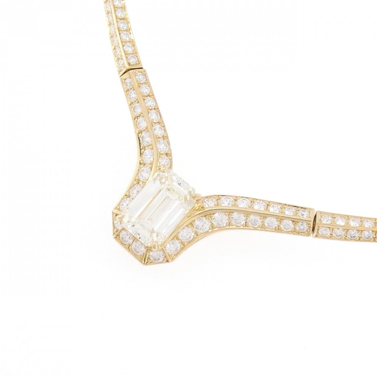 K18YG ダイヤモンド ネックレス 2.162CT M VS2 エメラルドカット